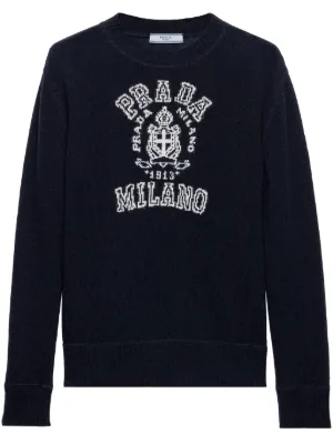 Prada crew-neck Cashmere Sweater | Blue | FARFETCH