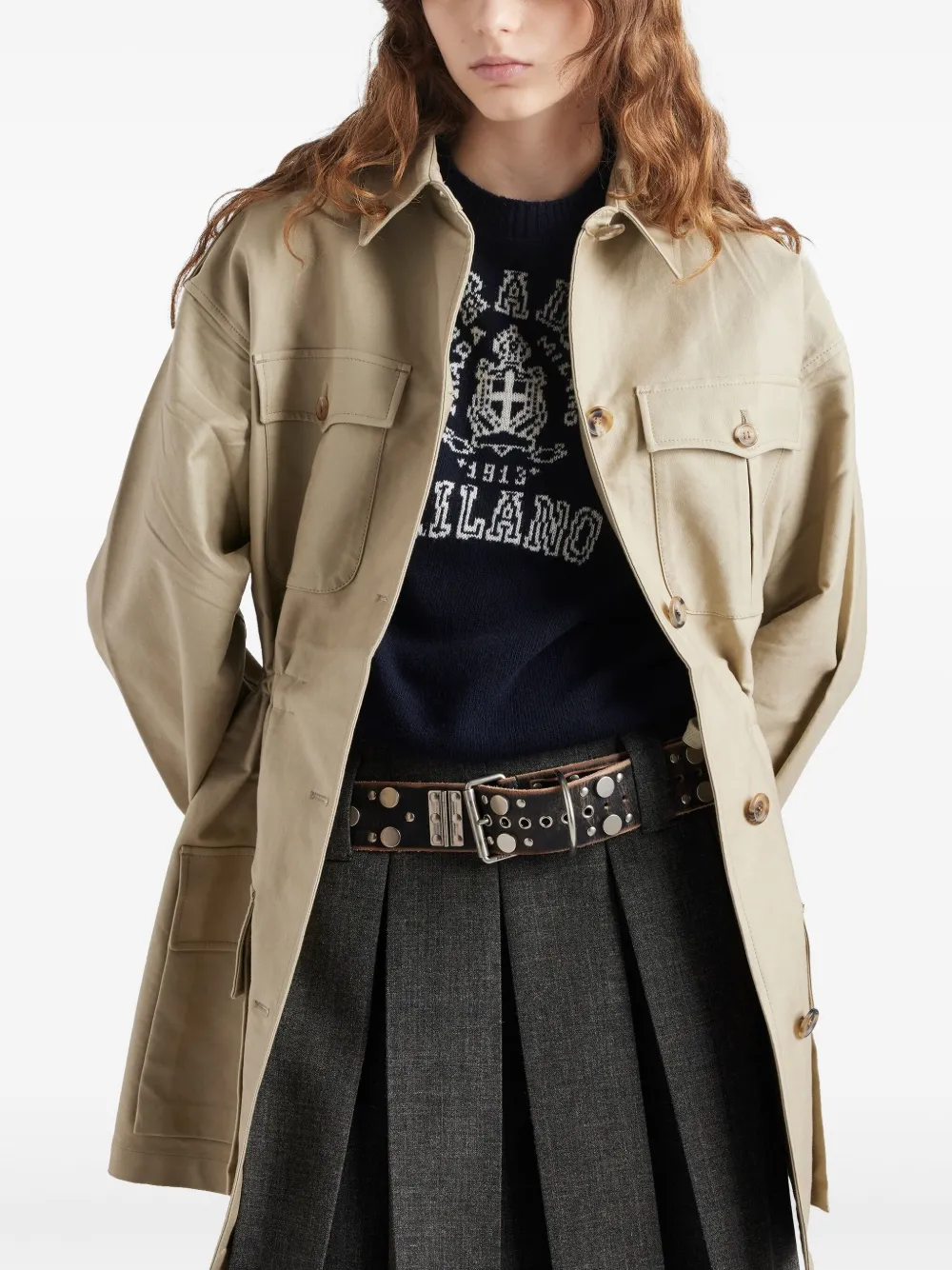 Prada Trui met logo-intarsia Blauw