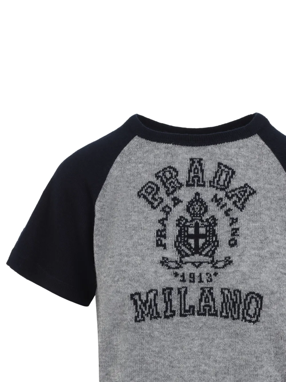 Prada Logo Intarsia Knit Top In Grau