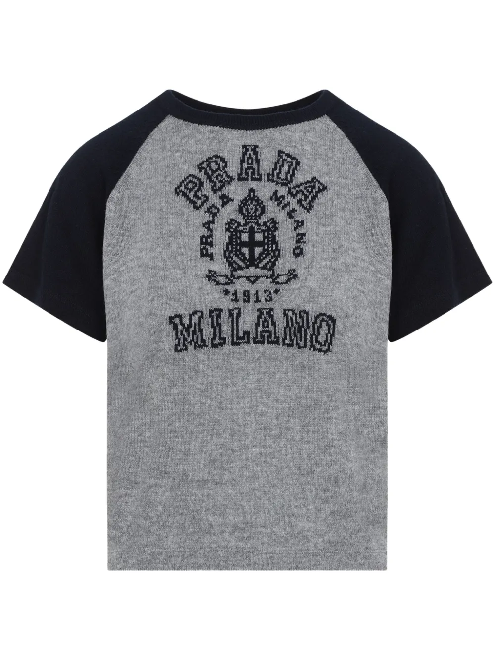 Prada Logo Intarsia Knit Top In Grau