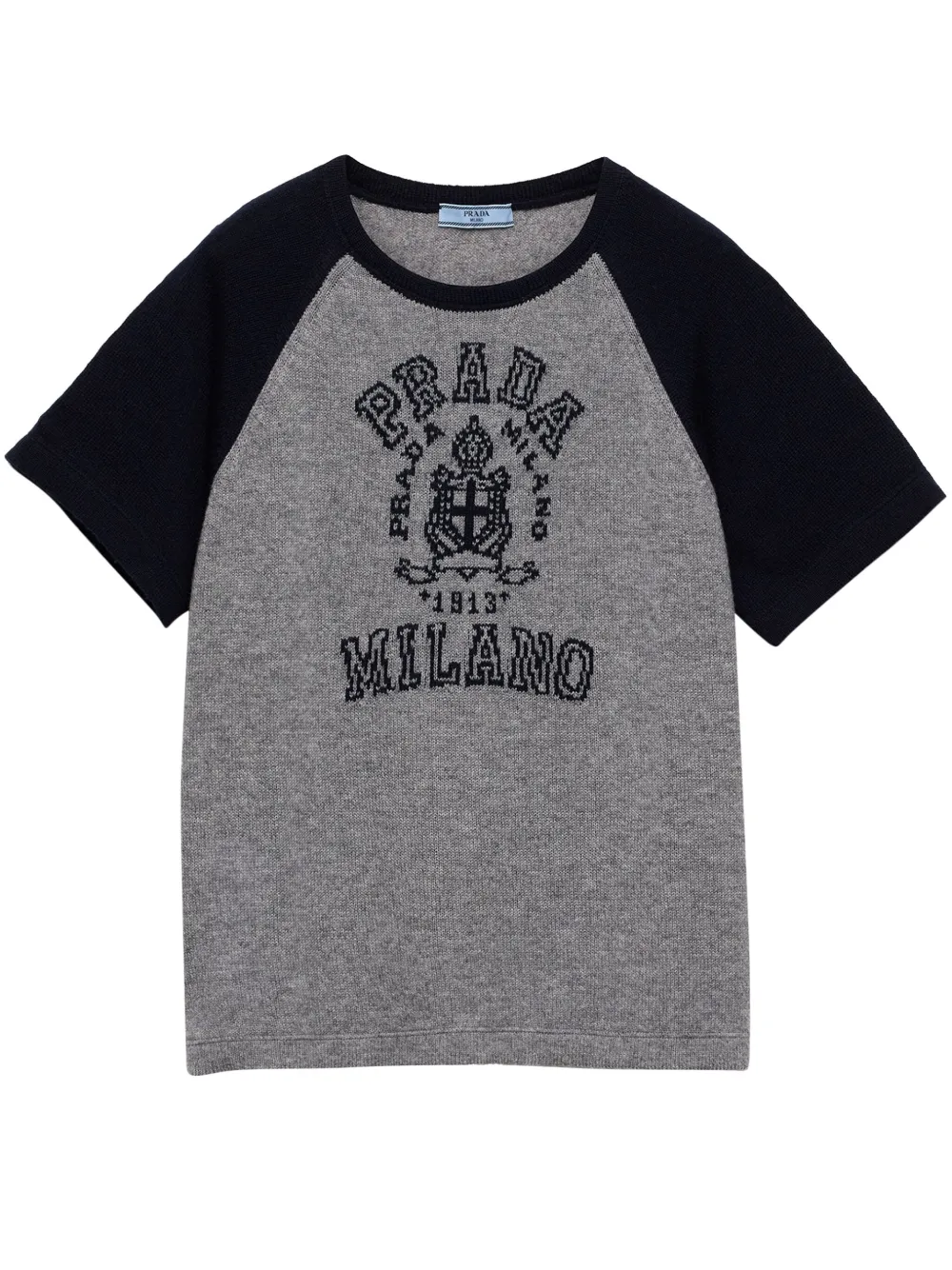 Prada T-shirt met logo intarsia Grijs