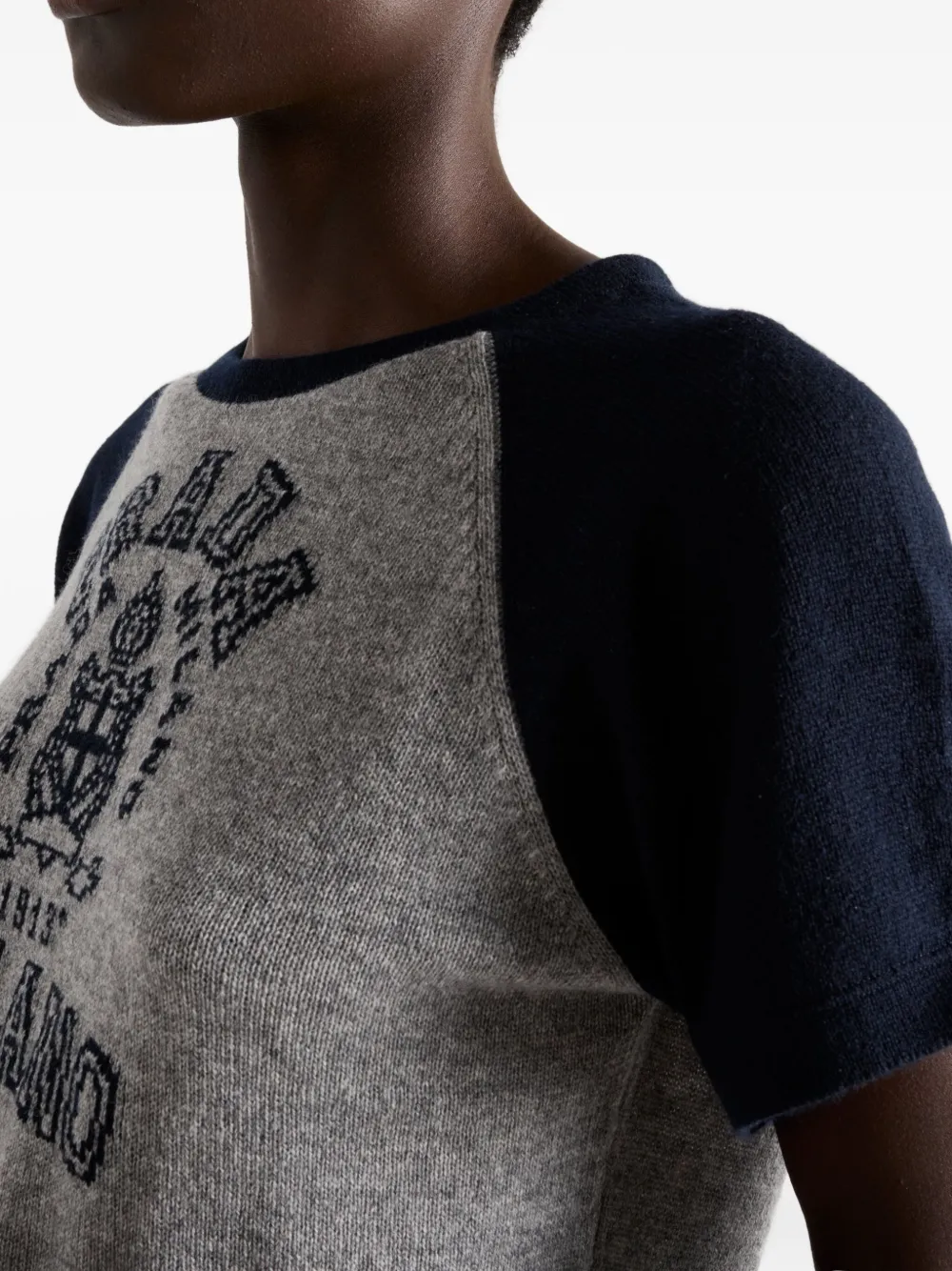Prada T-shirt met logo intarsia Grijs