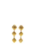 CHANEL Pre-Owned 1970-1980 Gold Plated Quilted Diamond Dangle Clip on Earrings costume earrings