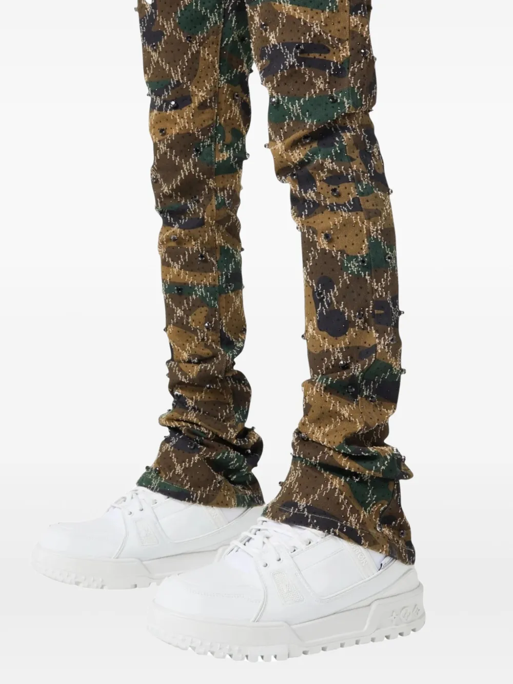 GUAPI Jeans met camouflageprint Bruin
