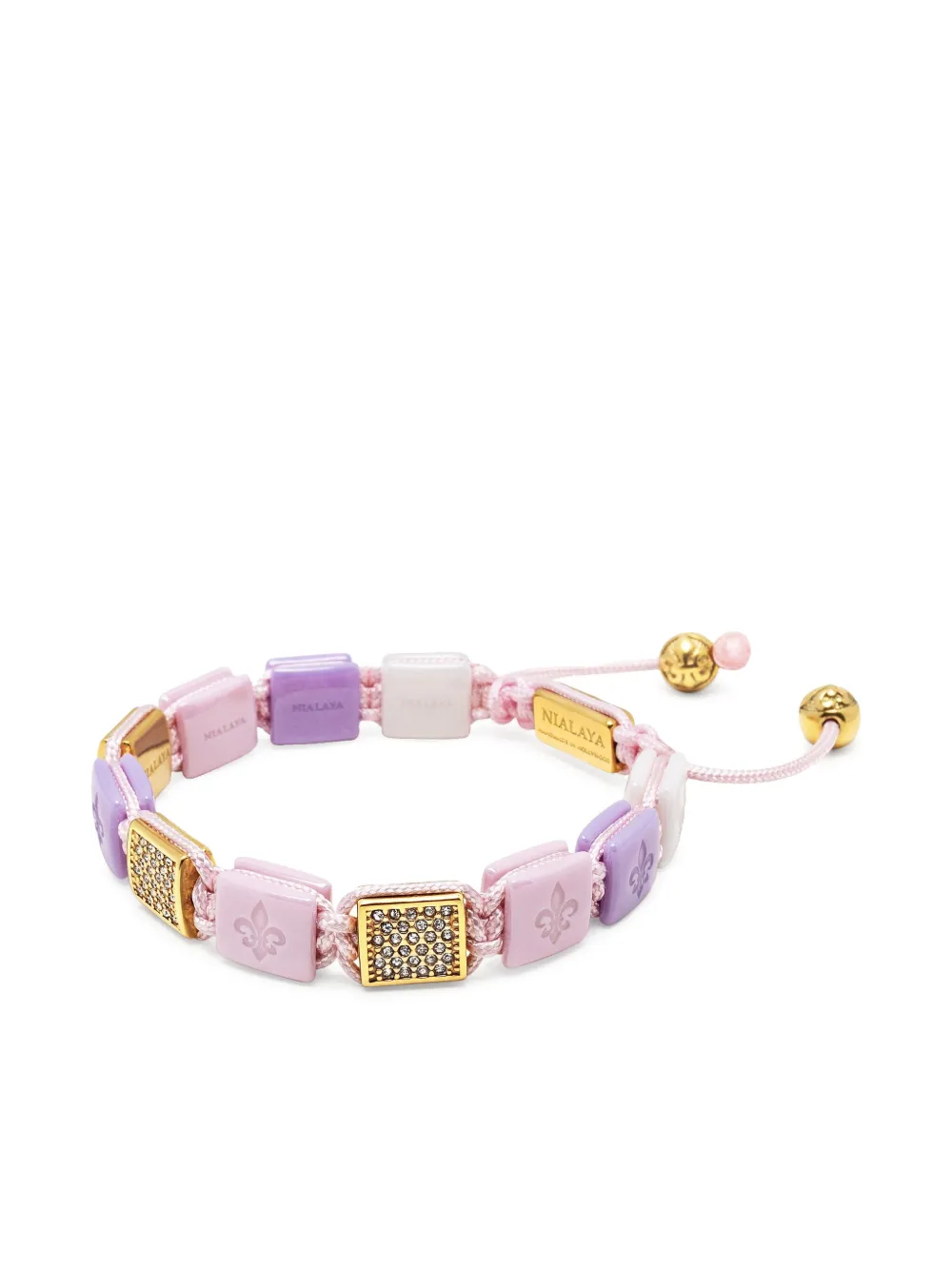 Nialaya Jewelry Ceramic Flatbead bracelet - Roze