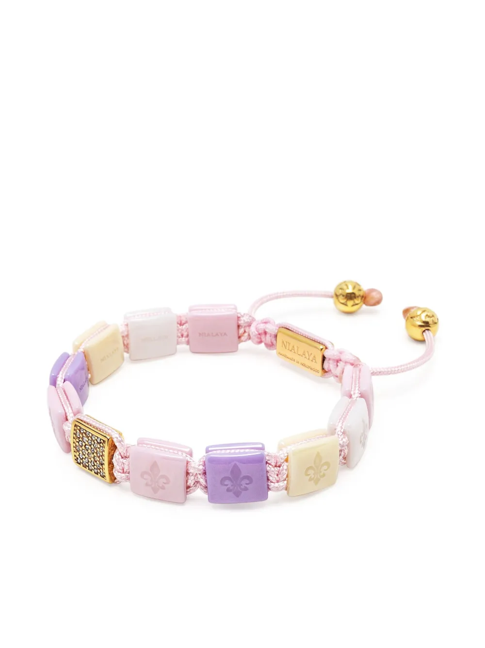 Nialaya Jewelry Ceramic Flatbead bracelet - Roze