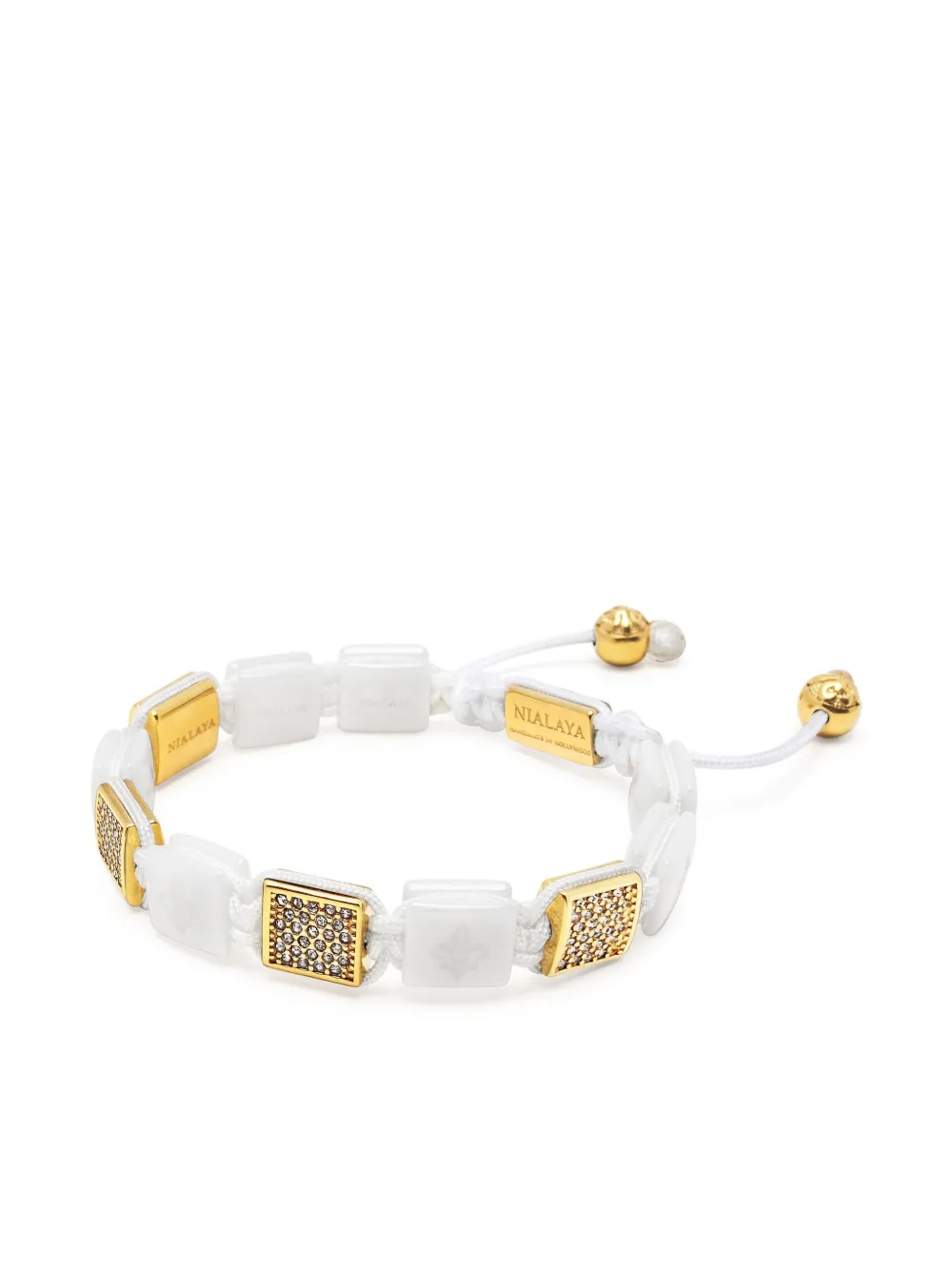 Nialaya Jewelry Ceramic Flatbead bracelet - Wit