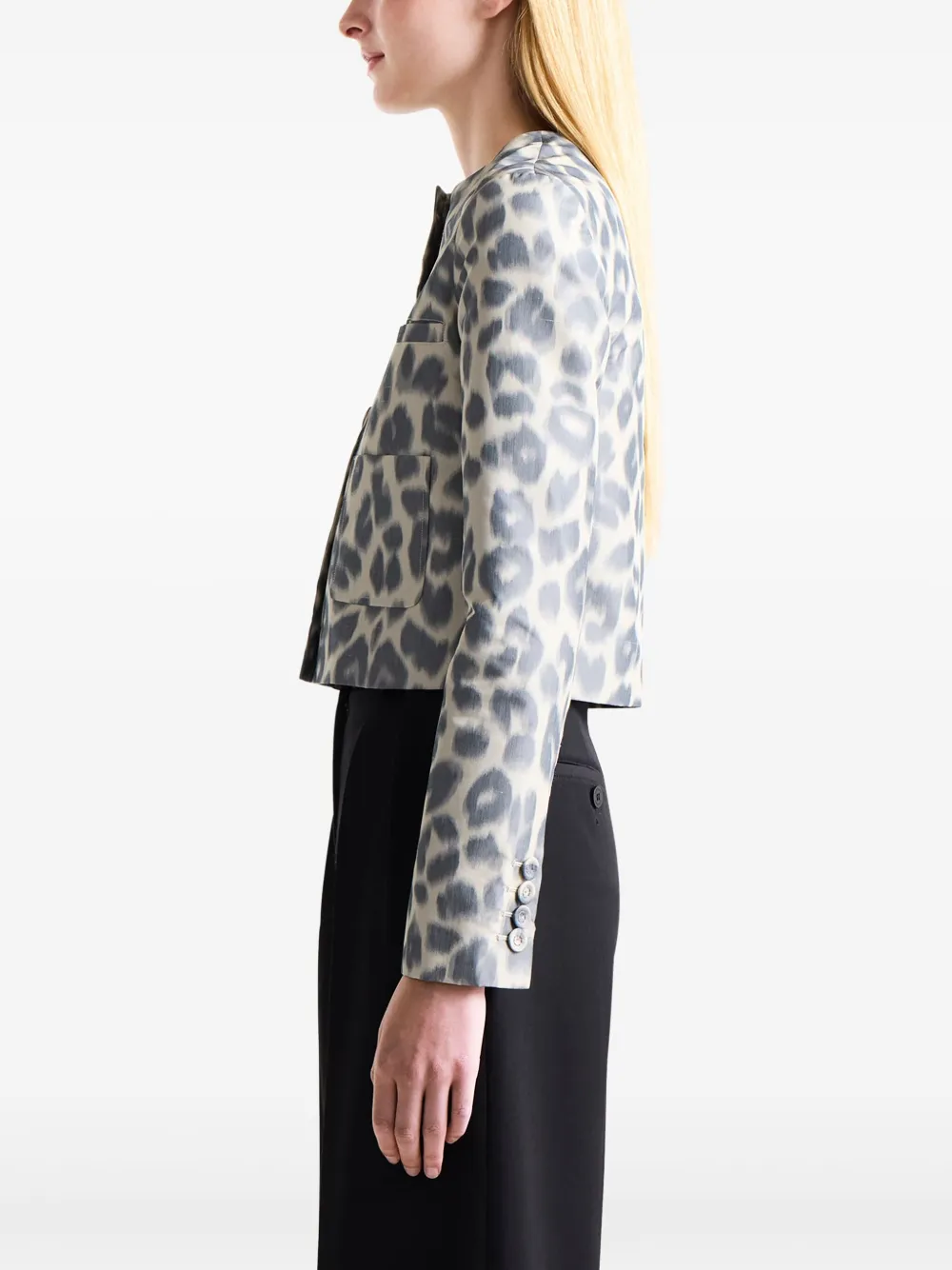 Altuzarra Bernadette Animal-print Silk-blend Jacket In Grey