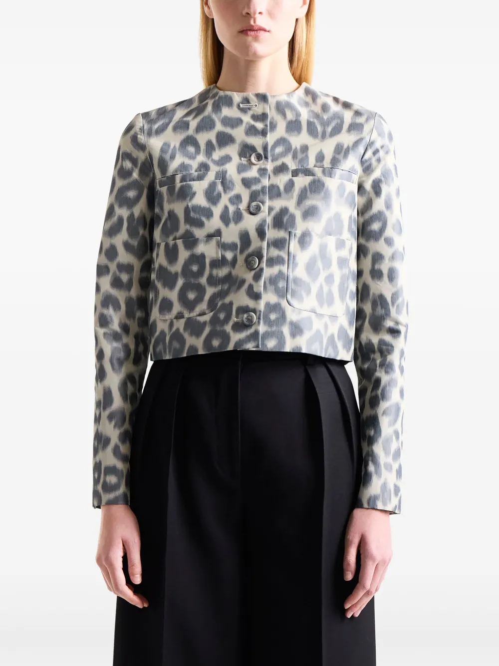 Altuzarra Bernadette Animal-print Silk-blend Jacket In Grey