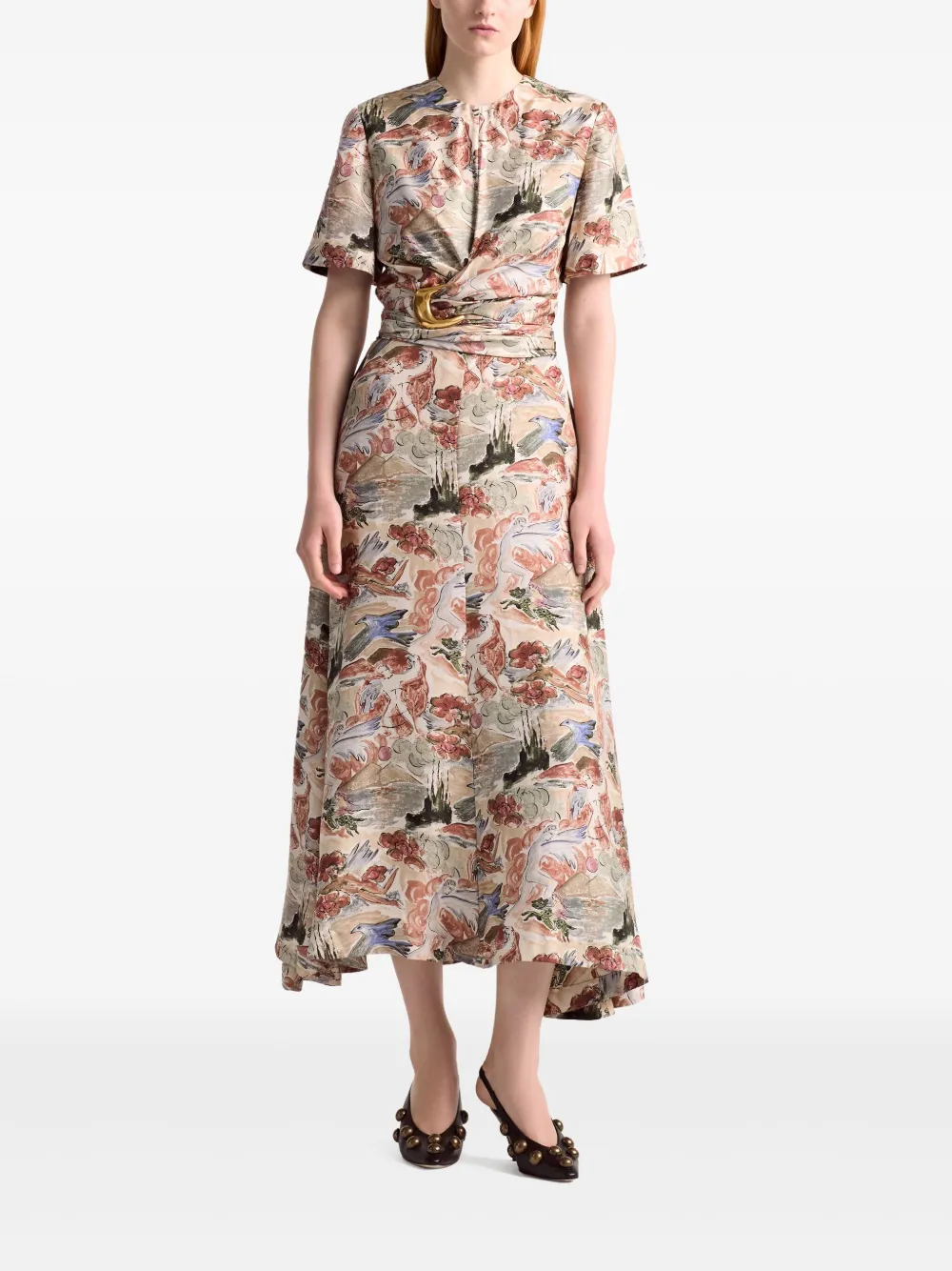 Altuzarra Honey Tie Waist Silk Dress In Neutrals