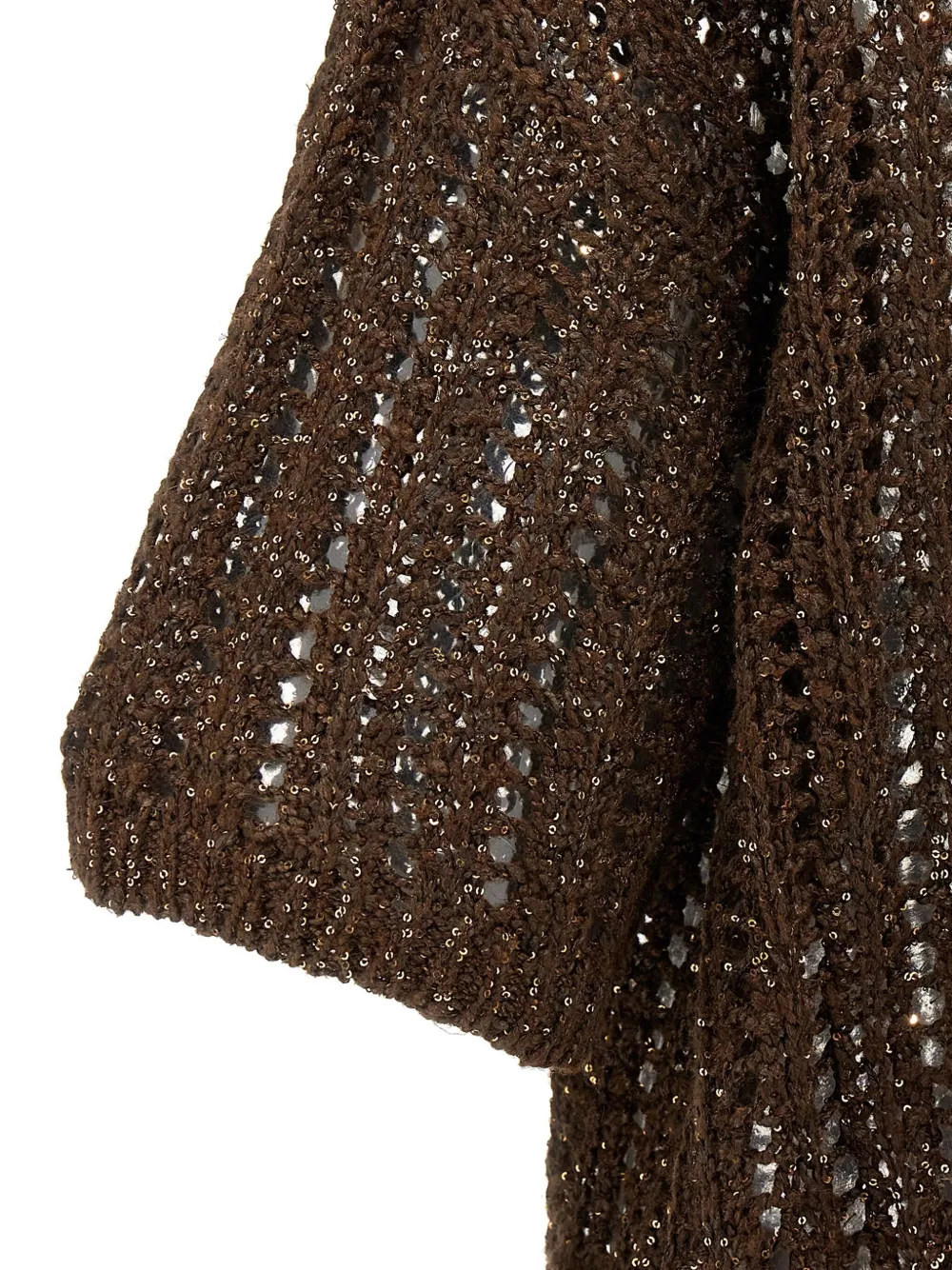 Brunello Cucinelli Sweater In Perforated Knit In Brown