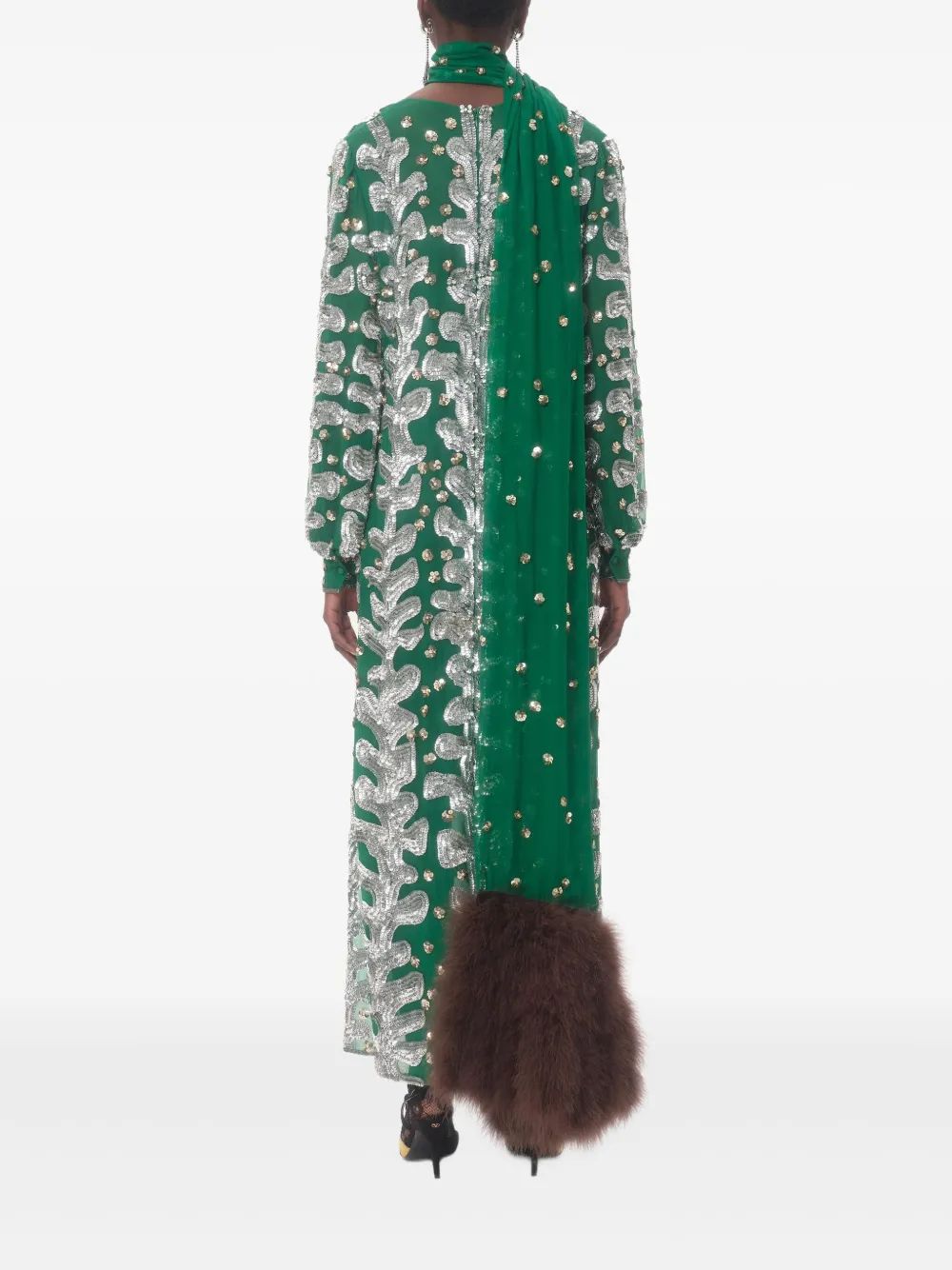 green emerald velvet dress Valentino dress Fashion show circa 1990 – Les Merveilles De Babellou main image 1