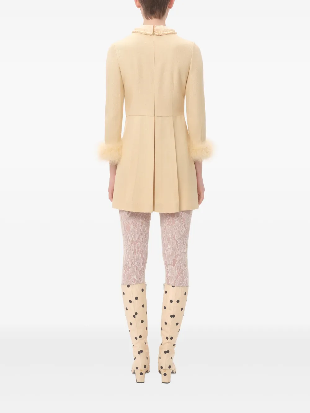 Valentino Garavani Mini-jurk met veren afwerking Beige