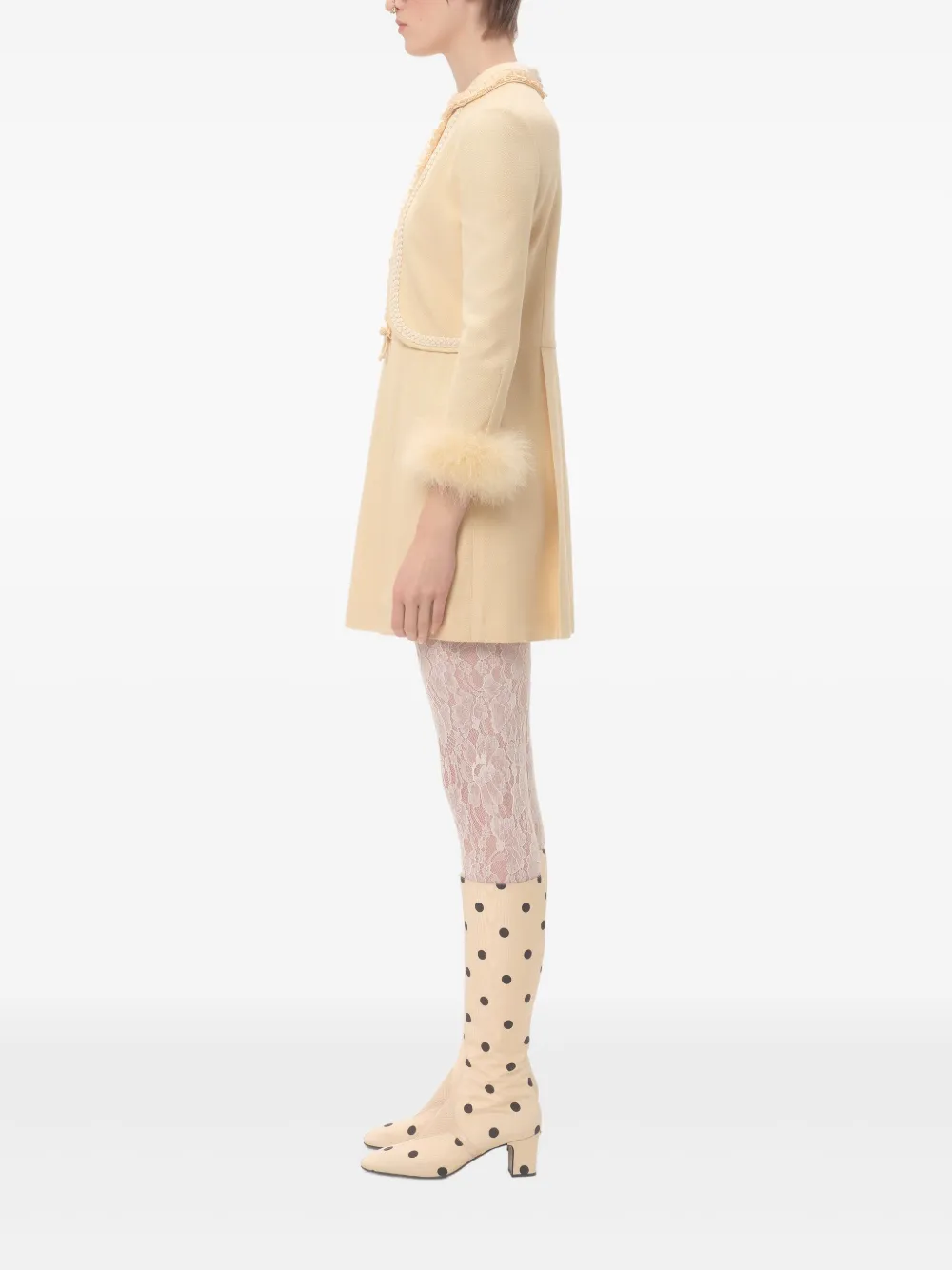 Valentino Garavani Mini-jurk met veren afwerking Beige