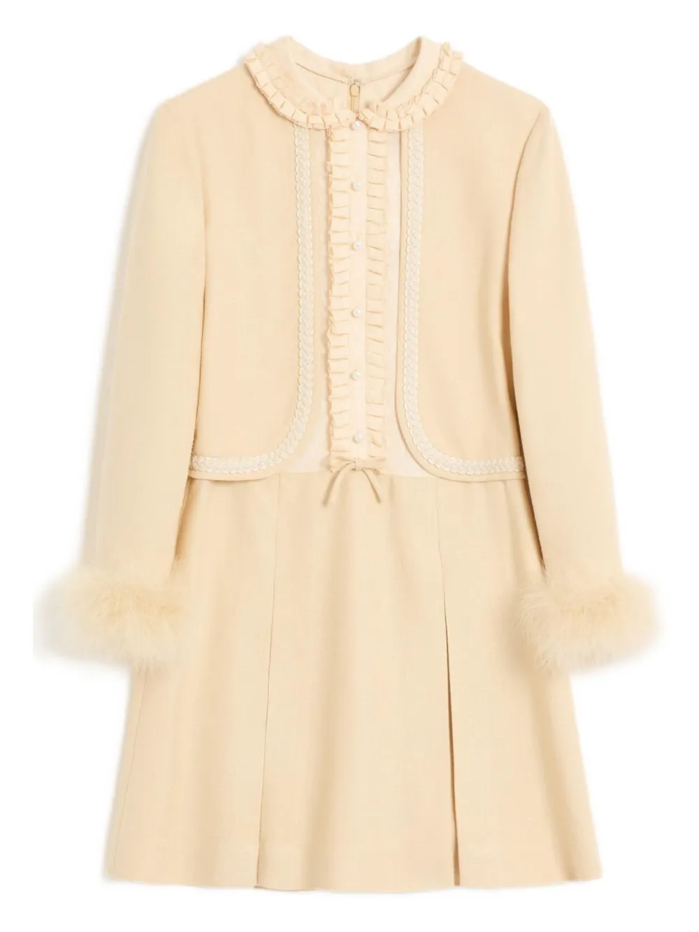 Valentino Garavani Mini-jurk met veren afwerking Beige