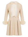 Valentino Garavani feather-trim mini dress - Neutrals