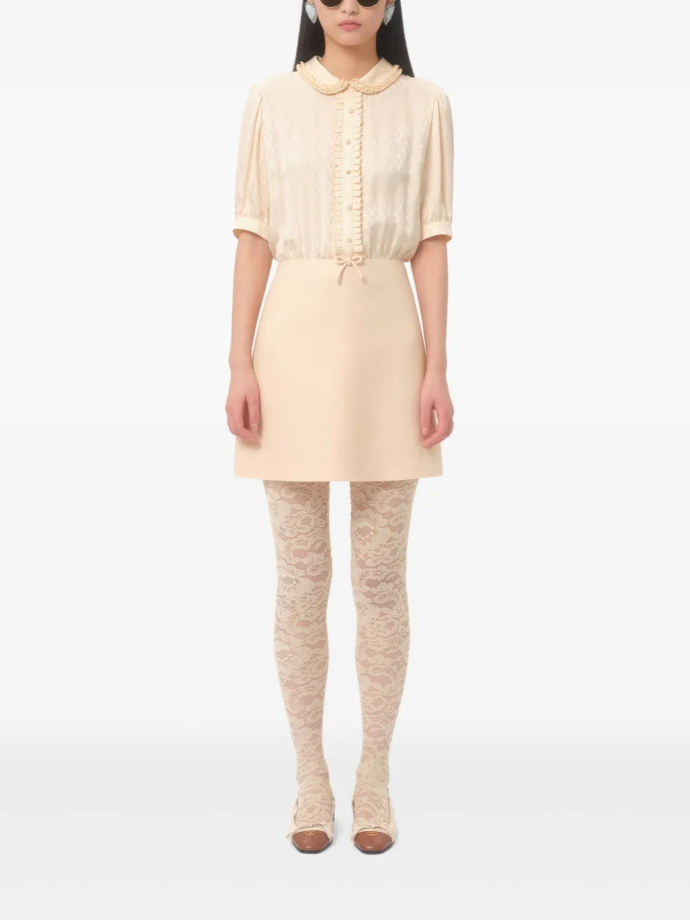Valentino Garavani Mini-jurk van crêpe Beige
