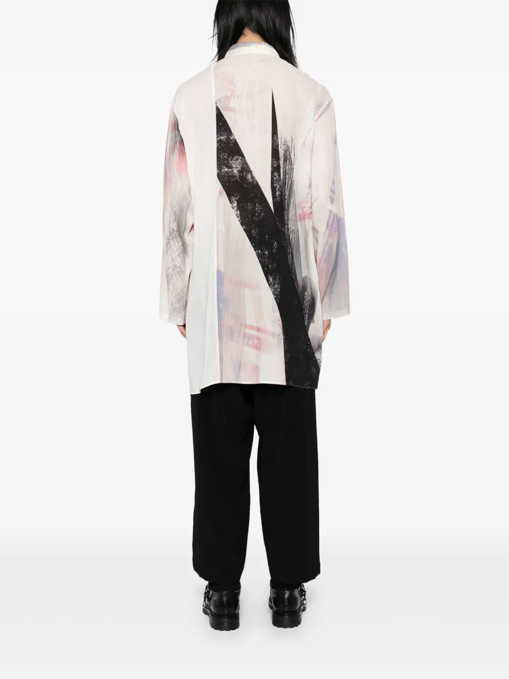 Yohji Yamamoto Overhemd met grafische print Beige
