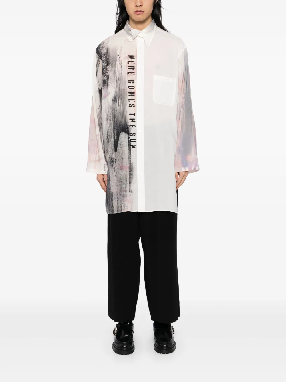 Yohji Yamamoto graphic-print shirt - Beige