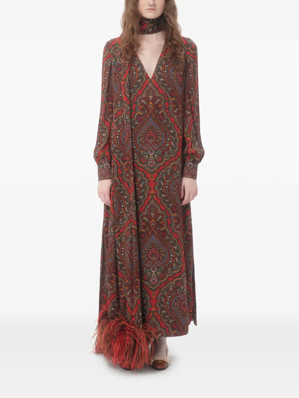Valentino Garavani Midi-jurk met Voyage Imaginaire-print Rood