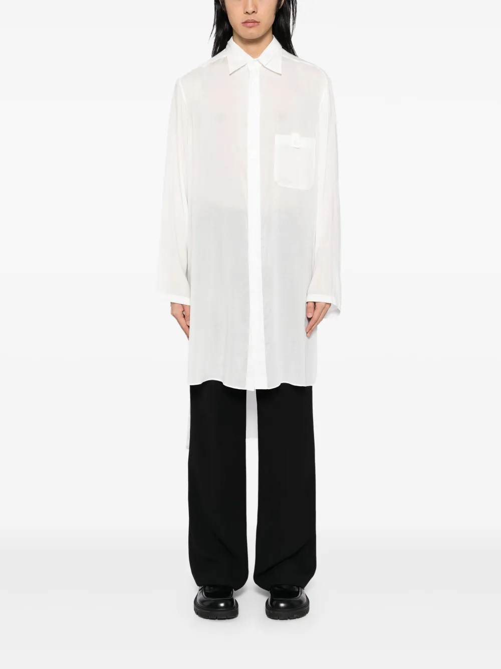 Yohji Yamamoto semi-sheer shirt - Wit