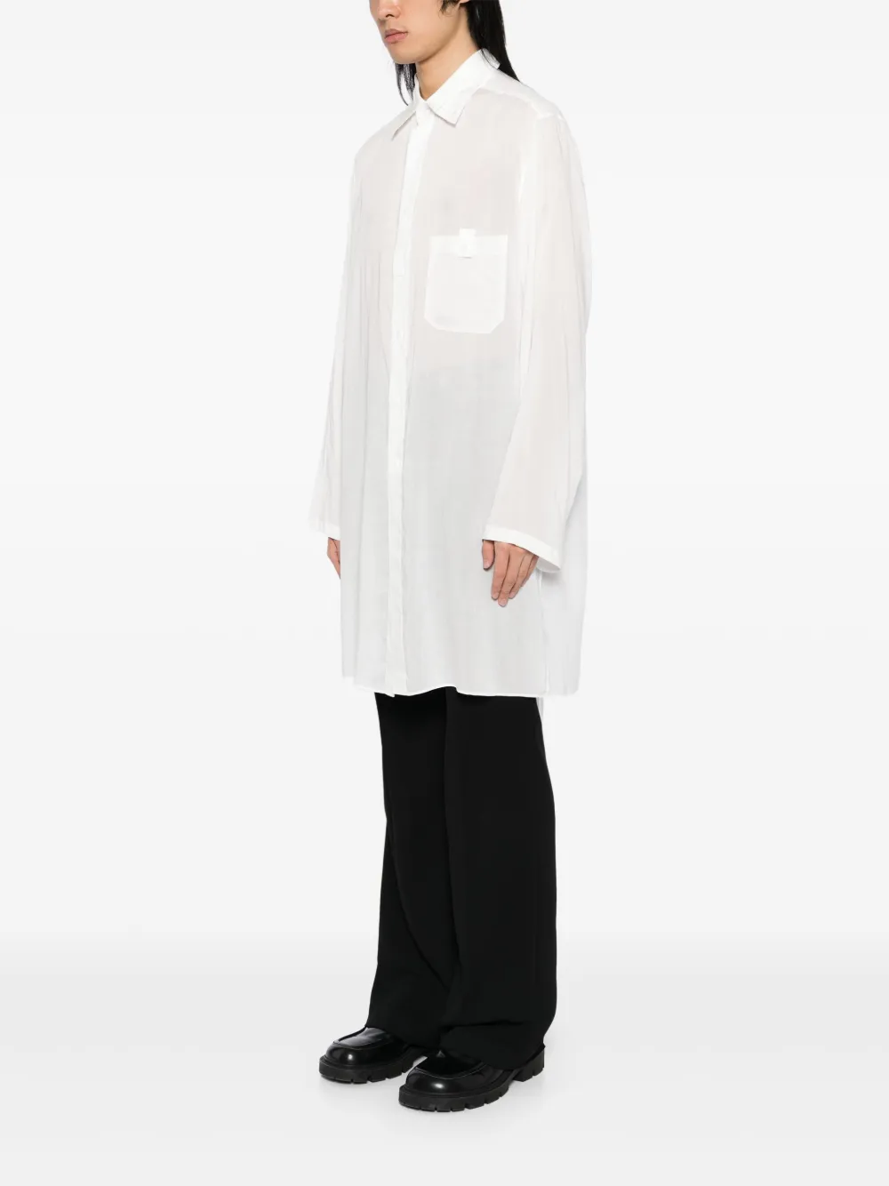 Yohji Yamamoto Semi-doorzichtig overhemd Wit