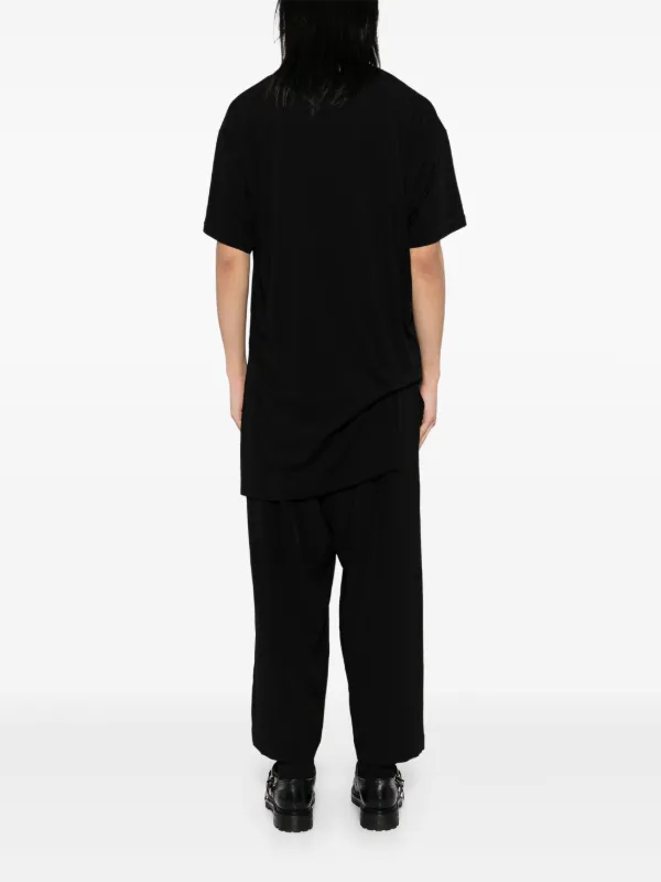 【ヨウジヤマモト】ASYMMETRICAL T-SHIRT SOFT JERSEY ASYMMETRICAL T-SHIRT WITH GATHERED STRINGS – THE