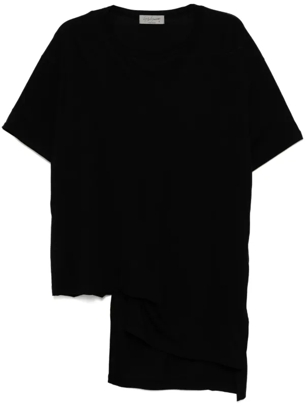 Yohji Yamamoto アシンメトリーTシャツ Yohji Yamamoto アシンメトリー Tシャツ | ブラック | FARFETCH JP