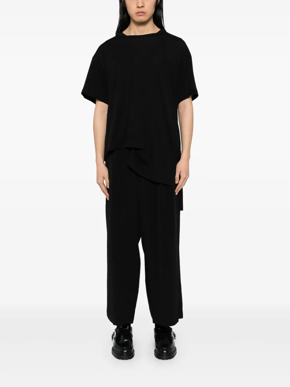 Yohji Yamamoto Asymmetrisch T-shirt - Zwart