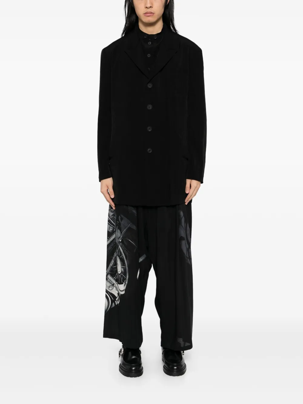 Yohji Yamamoto single-breasted blazer - Zwart