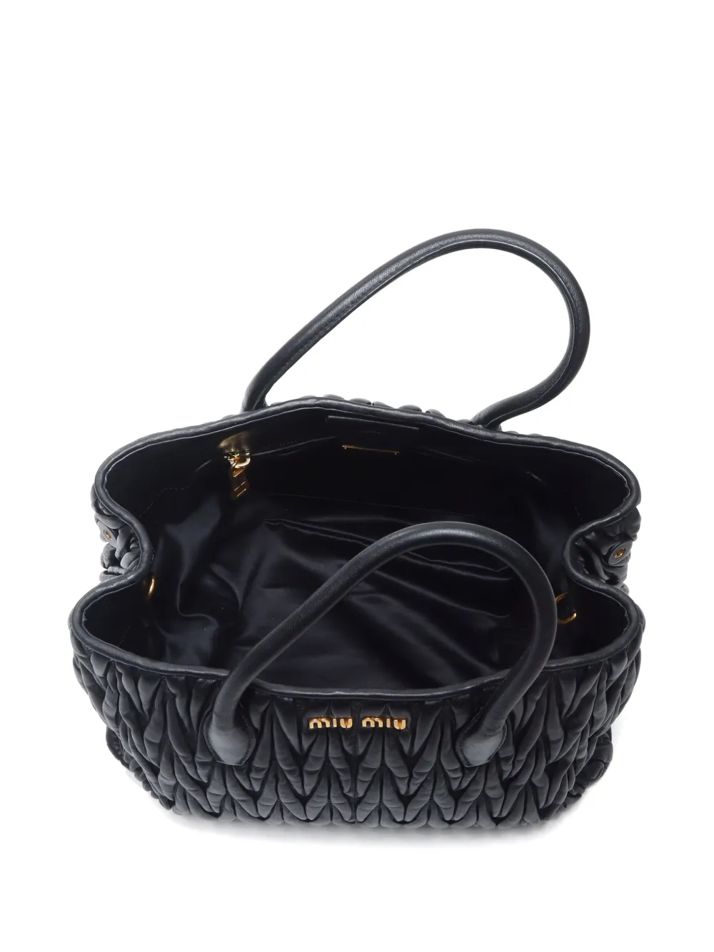 Pre-owned Miu Miu Matelassé Two-way Handbag In Black