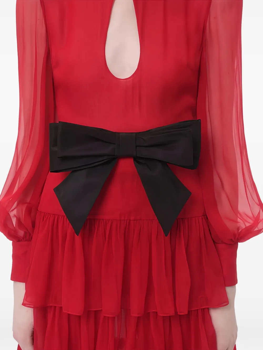 Valentino Garavani Ruffled Chiffon Maxi Dress | Red | FARFETCH