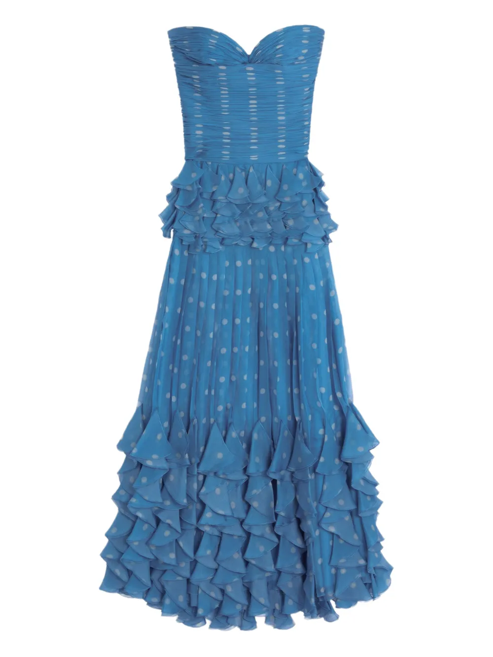 Valentino Garavani Pludepois-print strapless evening maxi dress - Blue