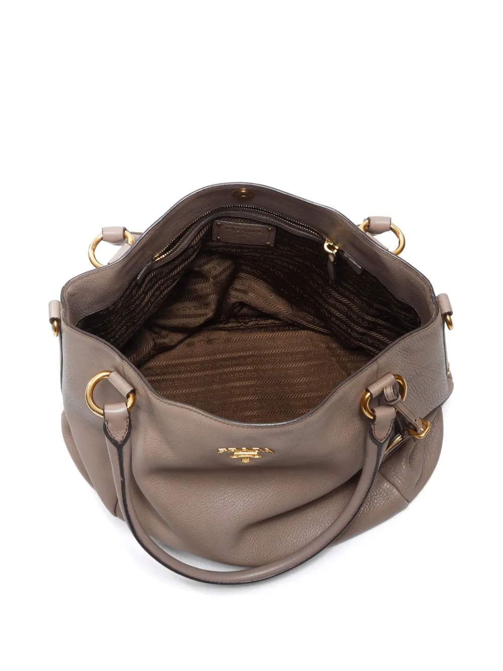 Pre-owned Prada 2000s Logo-plaque Two-way Handbag In Neutrals