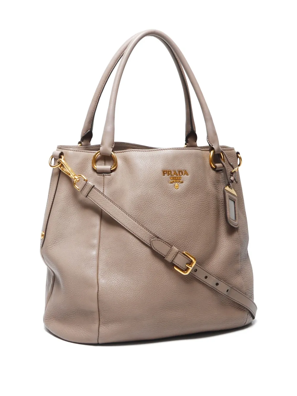 Pre-owned Prada 2000s Logo-plaque Two-way Handbag In Neutrals