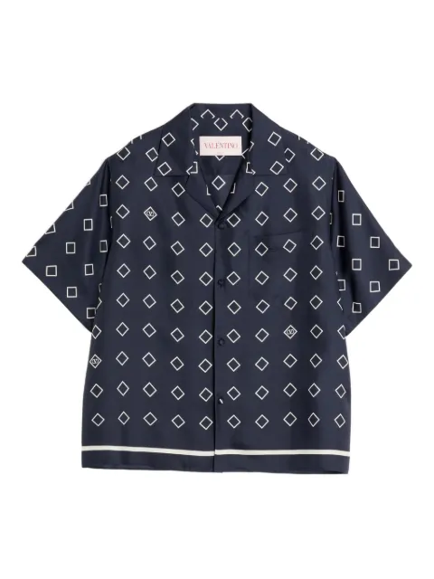Valentino Garavani Opticool-print silk bowling shirt