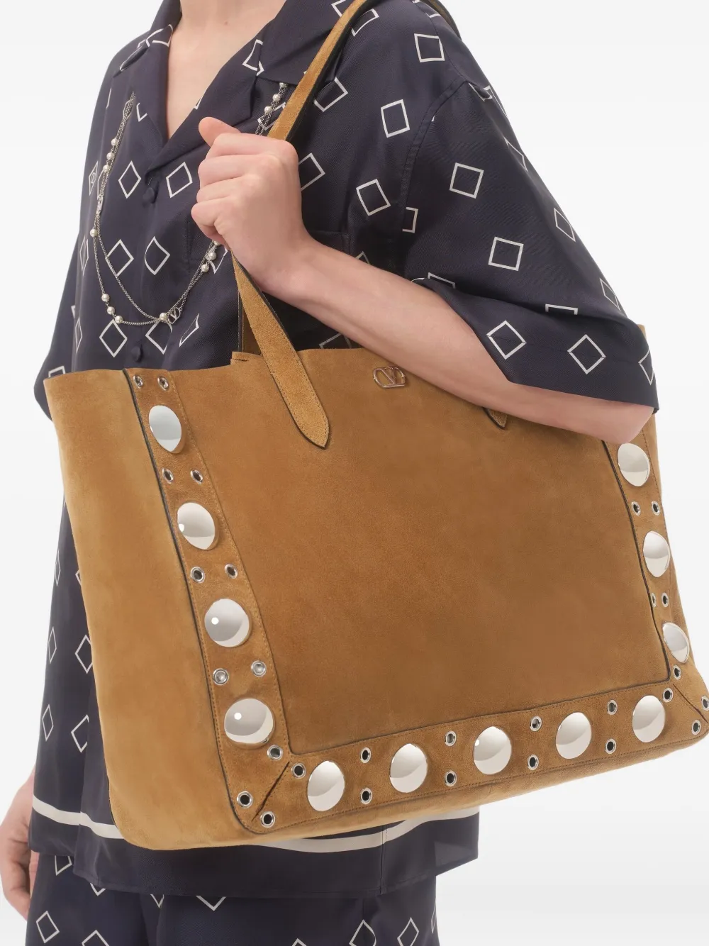 Valentino Garavani Zijden bowlingshirt met print Blauw