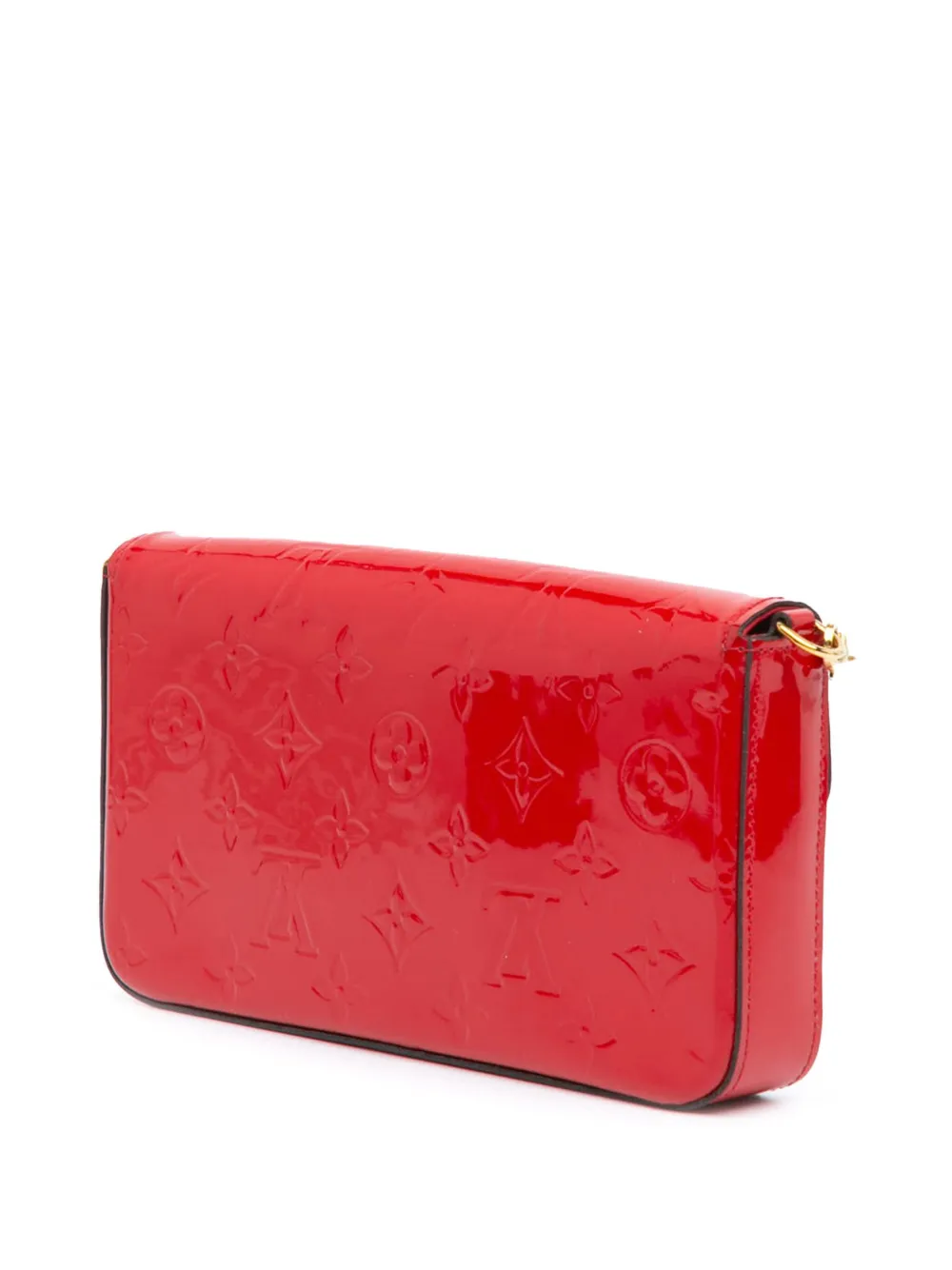 Pre-owned Louis Vuitton 2015 Monogram Vernis Pochette Felicie Crossbody Bag In Red