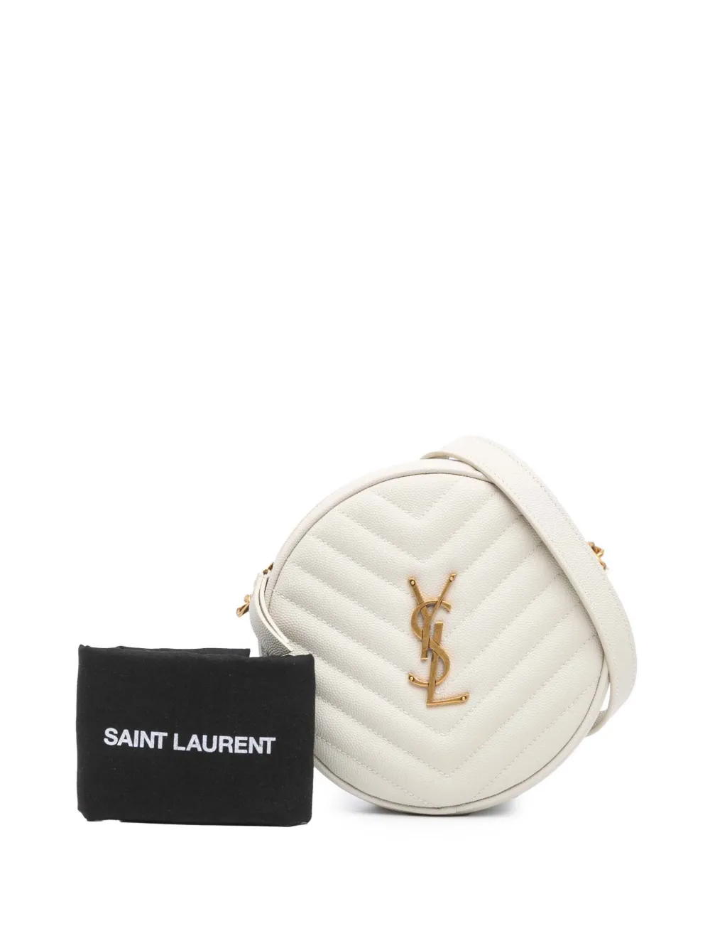 Saint Laurent Pre-Owned 2021 Grain De Poudre Matelasse Chevron Round Vinyle Camera Bag crossbody bag - Wit