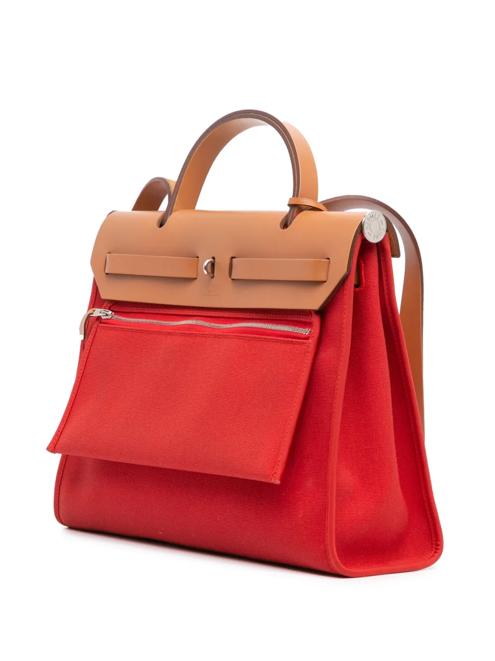 Pre-owned Hermes 2016 Toile Herbag Zip 31 Satchel In Red