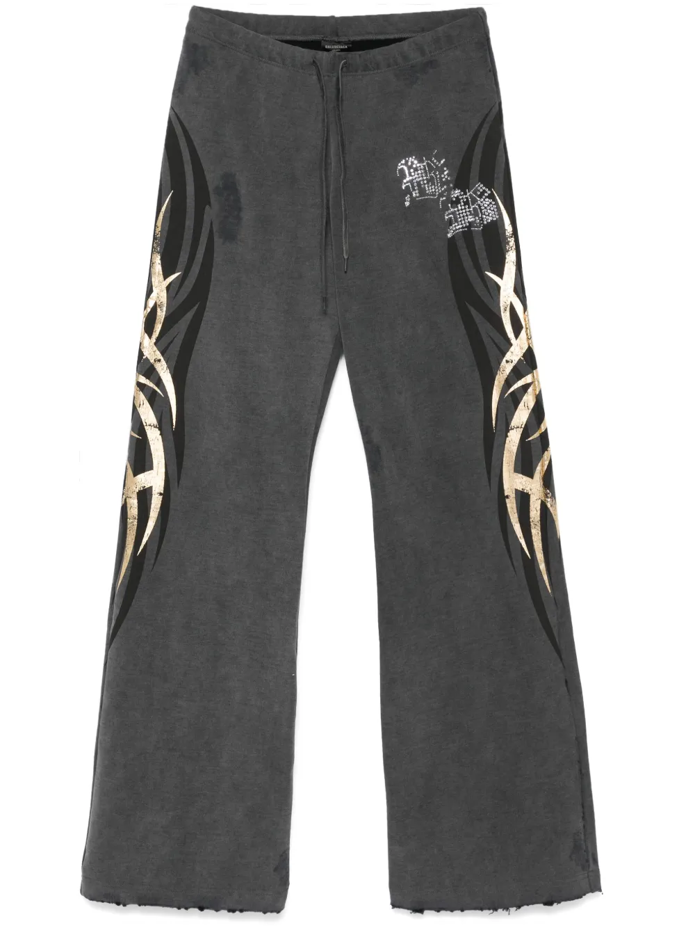 Balenciaga rhinestone-logo track pants | Grey | Image 1