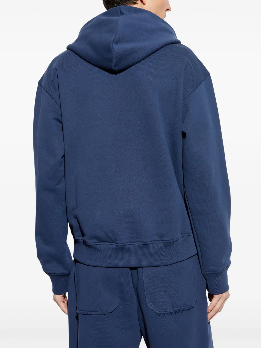 Helmut Lang Hoodie met logo-reliëf Blauw