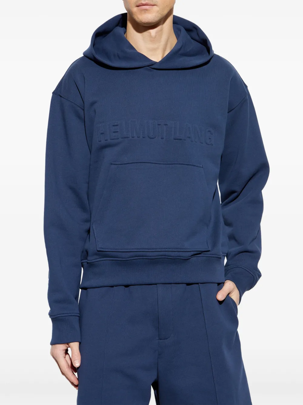 Helmut Lang Hoodie met logo-reliëf Blauw