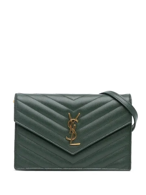 Saint Laurent Pre-Owned 2018 Grain De Poudre Matelasse Chevron Monogram Chain Wallet crossbody bag