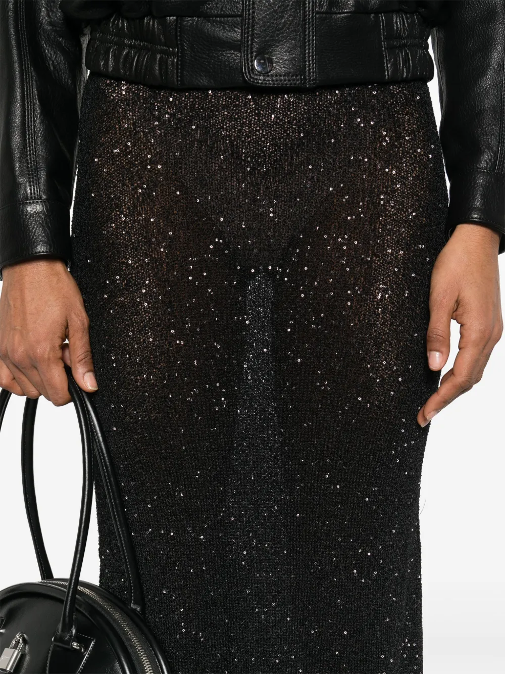 Balenciaga Sequinned Midi Skirt in Black, view 5