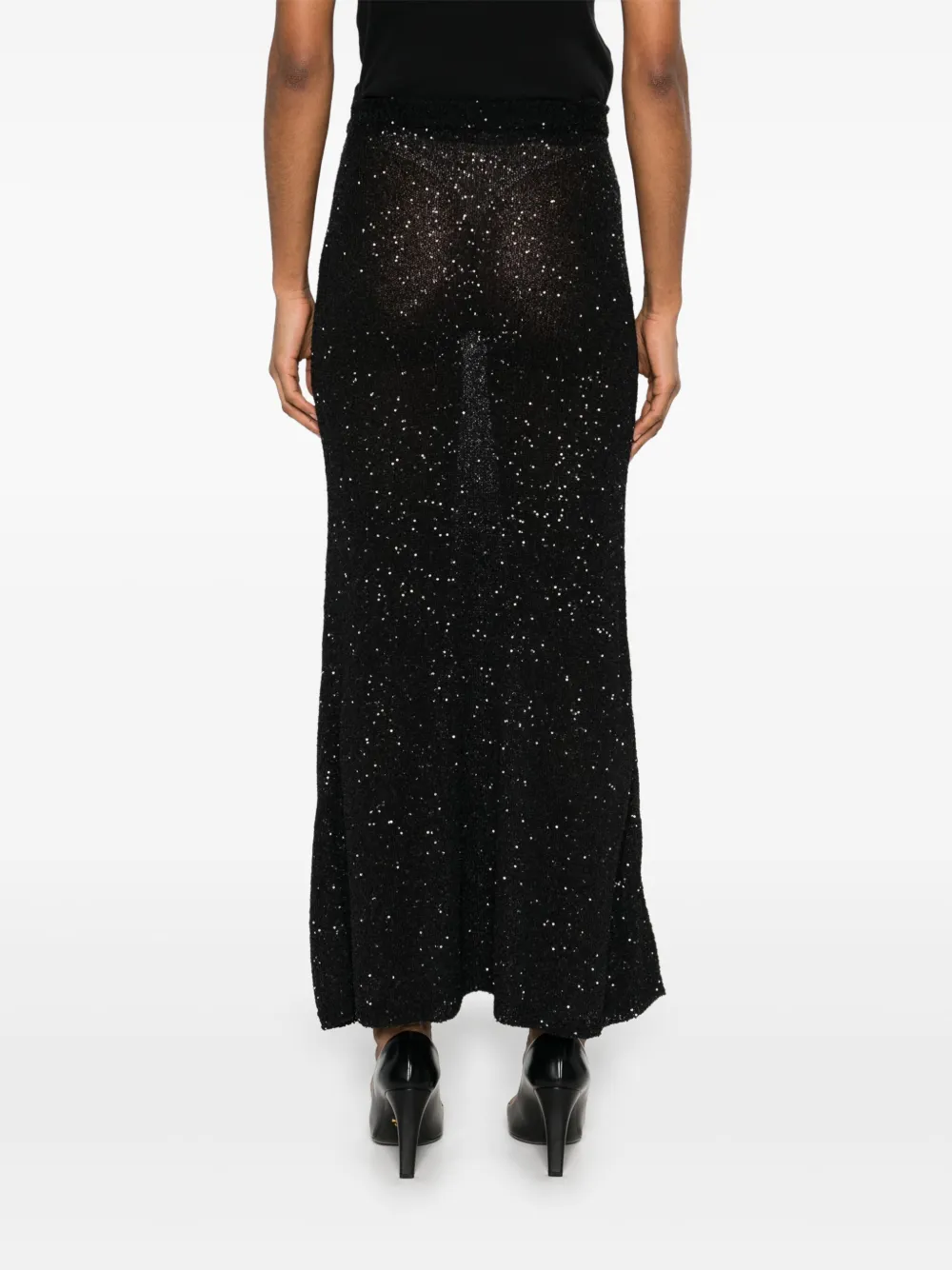 Balenciaga Sequinned Midi Skirt in Black, view 4