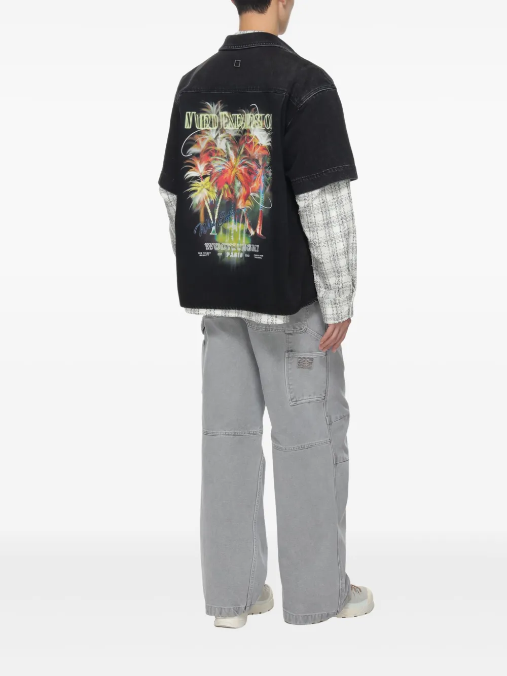 Wooyoungmi Short Sleeve Button Shirt With Graphic Print In 黑色