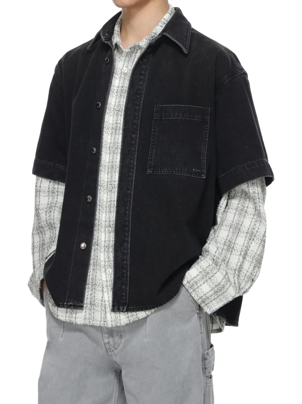 Wooyoungmi Short Sleeve Button Shirt With Graphic Print In 黑色