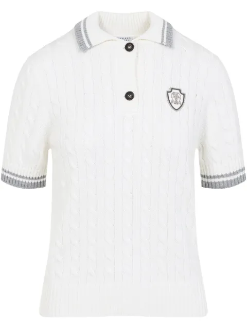 Brunello Cucinelli cable-knit polo top