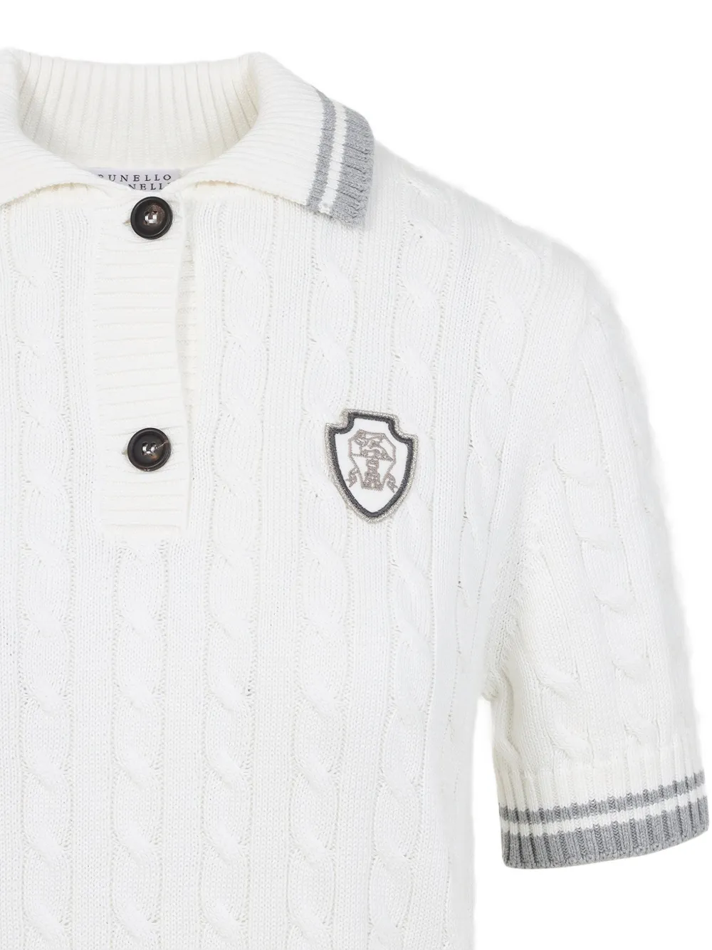 Brunello Cucinelli Kabelgebreide polotop Wit